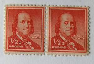 US 1/2¢ Stamp SC #1030? FRANKLIN MNH 1955 pair - Picture 1 of 1