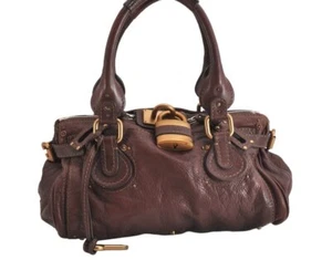 Authentic Chloe Vintage Paddington Leather Shoulder Hand Bag Brown 4005M - Picture 1 of 10