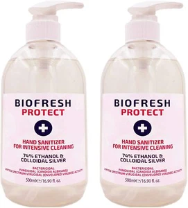 2 x 500ml Biofresh Protect EN14476 Certified Hand Gel - Picture 1 of 1