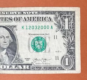 December 3, 2000 ; 12 March 2000 (K 12032000 A) Birthday Note $1 One Dollar Bill - Picture 1 of 3