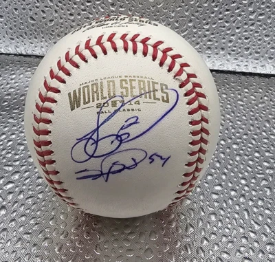 Béisbol Doble Firmado SERGIO ROMO Juan Pérez Gigantes Oficial 2012 SERIE MUNDIAL  Foto 1 de 2