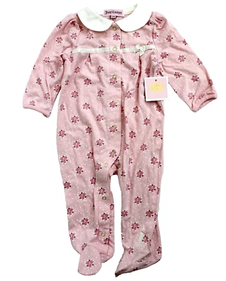 Juicy Couture длинным рукавом цветочный Footie боди общий размер 0-3 М розовый - Изображение 1 из 4