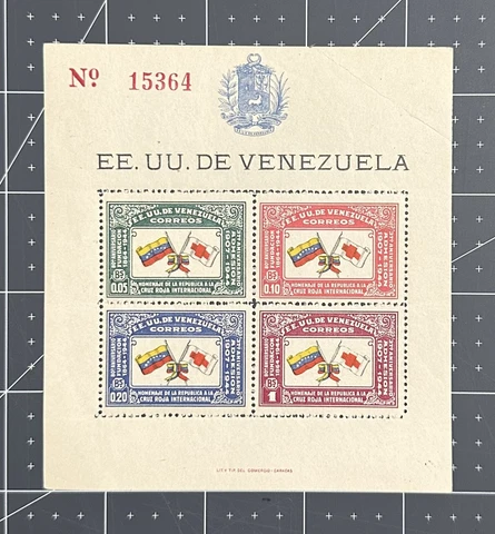 VENEZUELA 1944 RED CROSS SHEET.  MINT NEVER HINGED Cover