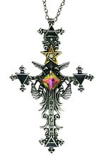 Gothic Cross Necklace Pendant Topaz Star Elements Crucifix Cross Gothic Pagan