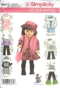 Simplicity Sewing Pattern 4416  Doll Clothes for 18 inch Doll  - Picture 1 of 1