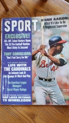 Sport Magazine July 1968 Vintage, Hank Aaron cover, Tong Conigliaro, Paper Lion - Image 1 of 4