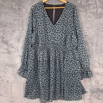 Vestido Tórrido 2X Babydoll Floral Mini Gasa Bolsillos en Niveles Fluido Coqueta Hada Foto 1 de 4