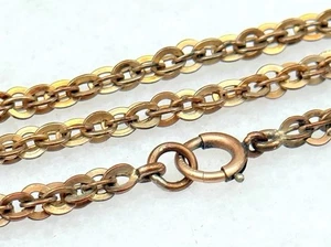 Viktorianische antike 12k Gold gefüllte handgefertigte ovale Gliederkette extra lange Halskette 60" - Bild 1 von 4