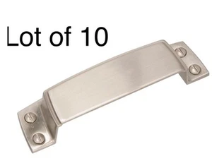 Lot If 10 Amerock Cabinet Cup Pull Satin Nickel 3-1/2 inch Center to Center - Picture 1 of 9