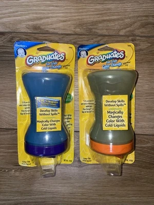 Vintage 2007 Gerber Fun Grips Color Change 10oz Spill Proof Cups NOS NEW - Image 1 of 4