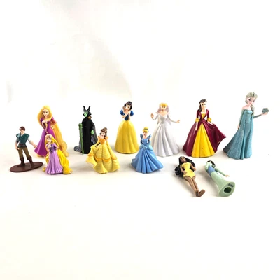 Disney PVC Figure Princess Figures Toppers Lot of 12 Rapunzel Elsa Belle Mulan - Image 1 of 4