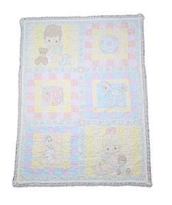 Vintage doppelseitige Precious Moments gelbe Babydecke Kinderbett Kleinkinddecke - Bild 1 von 11