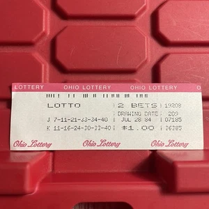 Ohio Lottery 2 Bet Slip Ticket Stub Pre Owned Rare Historical Vintage 1984 - Picture 1 of 2