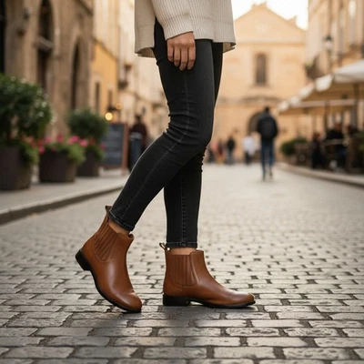 Franco Sarto Clásico Mujer Botas de Cuero Botines Marrón Coñac Talla 9.5 M Foto 1 de 4