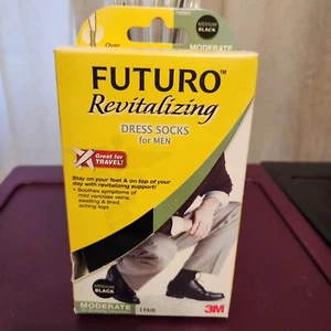 Futuro Revitalizing Dress Socks For Men Moderate Compression Medium Black New - Picture 1 of 12