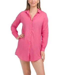 VIX Paula Hermanny womens Juliana Short Mini Cover Up XS Salmon Pink Shirt $198 - Picture 1 of 11