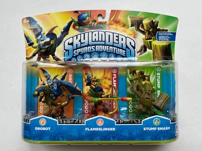 Skylanders Spyro's Adventure Paquete de 3 Drobot Flameslinger Stump Smash Nuevo Fuera de Stock Foto 1 de 4
