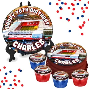 Sheffield United Bramall Lane Stadium PERSONALISED Edible Cake / Cupcake Toppers - Picture 1 of 8