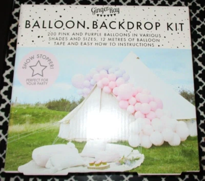 全新 GINGER RAY 200 件 粉彩气球拱门套件 紫色 粉色 背板 派对活动 — 第 1/4 张图片
