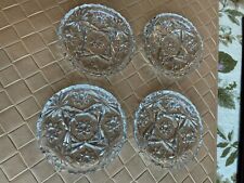 Set of 4 Clear Cut Glass Star Pattern Coasters