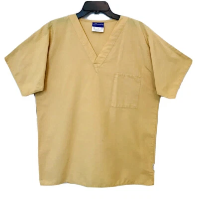 Crest Womens Medium Harvest Gold V Neck Short Sleeve Chest Pocket Scrub Top - Image 1 of 4