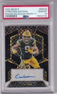 Christian Watson 2022 Panini Select Rookie Signature Auto Black Prizm 1/1 PSA 10
