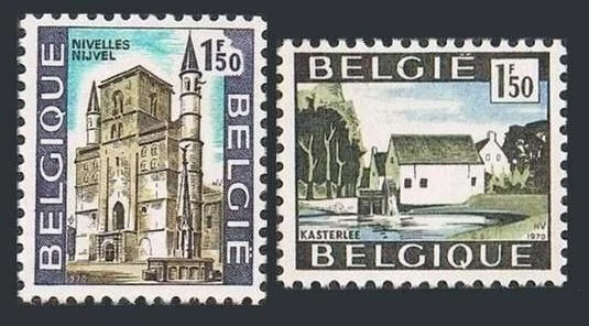 Belgium 647-648 two sets, MNH. Michel 1596-1597. Nivalles, Kasterlee, 1970. - Image 1 of 1