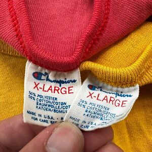 Champion USA 1980s Red and Yellow Tank Top Vintage T Shirt 80s USA Blank Lot 2