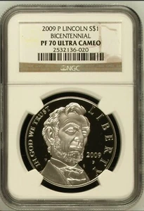 2009-P Abraham Lincoln Silver Dollar $1 Commemorative, NGC PF 70 Ultra Cameo - Picture 1 of 2