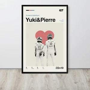 Póster Yuki Tsunoda Pierre Gasly Bromance Butt AlphaTauri Fórmula 1 mediados de siglo - Imagen 1 de 5