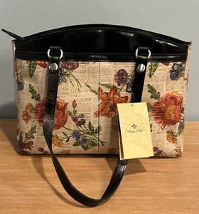 NEU MIT ETIKETT PATRICIA NASH Pariser Zeitung Mohn Leder Beuteltasche Schulter Handtasche Reißverschluss oben - Bild 1 von 11