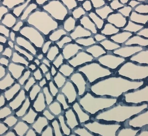 KRAVET WATERPOLO RIVER BLUE WHITE MODERN GEOMETRIC FABRIC 2.5 YARDS 54"W - Picture 1 of 5
