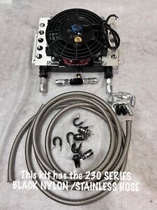 4L80E DERALE 13750  TRANS COOLER   WITH FAN KIT W/AN LINE & THERMO. Black hose