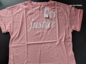 NWT JUSTICE GIRLS Pink Color Change Cropped Top Size 8 Logo  (2R) - Picture 1 of 3