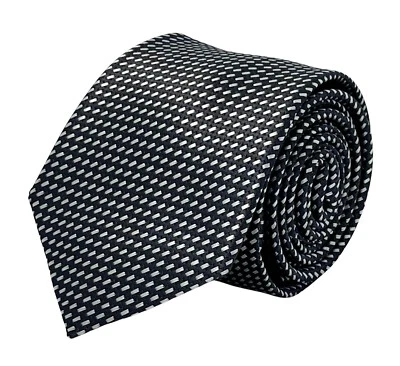 Corbata para hombre gris oscuro y blanco diseño de puntada geométrica clásico por Frederick Thomas Foto 1 de 4