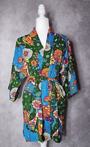 Vintage Sears Hawaii Kimono Style Robe Cover Up Size M 60s 70s Floral Print
