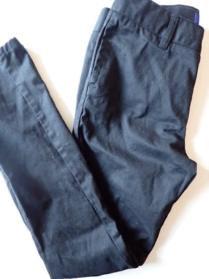 Pantalones negros de sarga elástica de pierna recta talla 14 French Toast para niñas Foto 1 de 4
