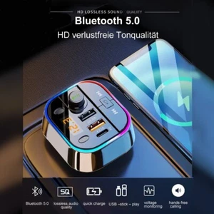 BT FM Transmitter Auto Zigarettenanzünder Schnellladegerät Freisprech MP3 Player - Bild 1 von 8