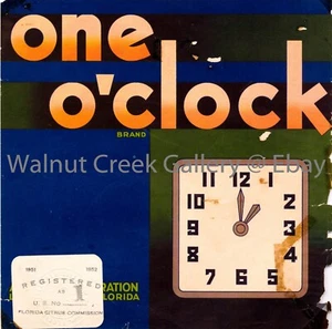 Florida Crate Label Fine Art Print, Clock, approx 10.8"x 10.9" 13148 - Picture 1 of 1