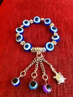 Blue Evil Eye beads Bracele Handmade $$ - Image 1 of 4