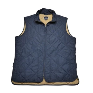 J.Crew Vest Mens Medium Navy Quilted Insulated Zip Front Authentic Outerwear - Picture 1 of 8
