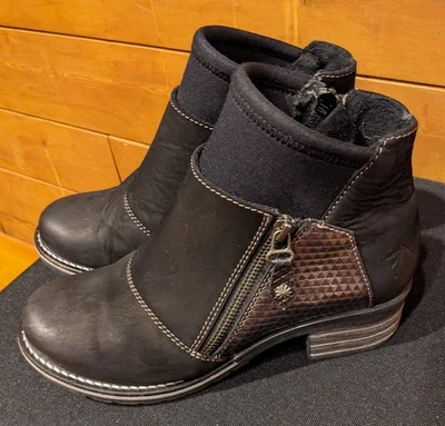 Dromedaris Boots Kihana Black Metallic Leather Ankle Bootie Size 38 EU  7.5-8 US - Image 1 of 4