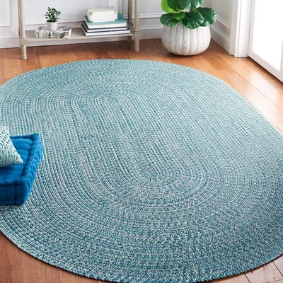 SAFAVIEH Braided Collection Area Rug - 3' x 5' x (Oval), Teal/Green  - Image 1 of 3