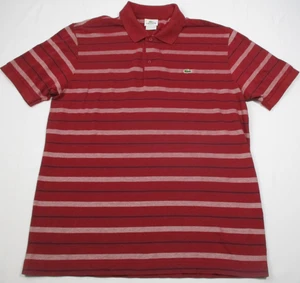 Lacoste Polo Shirt Large Size 6 Maroon Striped Crocodile - Picture 1 of 4