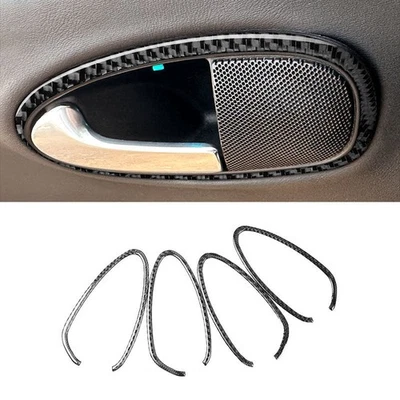 For Seat Leon 2005-2012 Black Carbon Fiber Inner Door Handle Pull Cover Sticker - Image 1 of 4