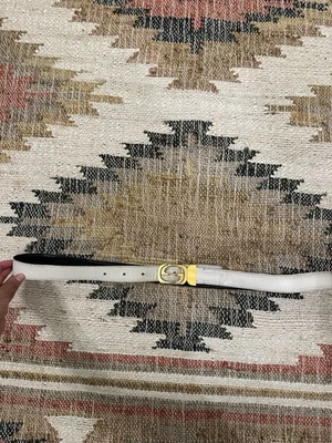 Cinturón con hebilla Gucci GG auténtico vintage - cuero blanco/negro - Imagen 1 de 4