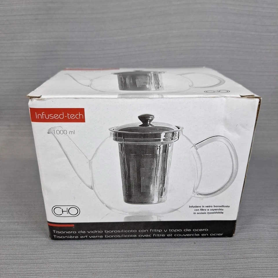 Infused-tech 1000ml Borosilicate Glass Teapot Stainless Filter & Lid NEW in Box - Image 1 of 4