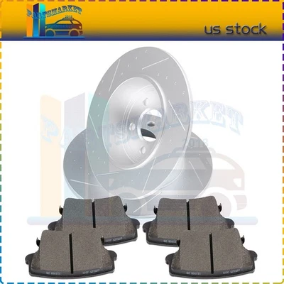 Rear Brake Discs Rotors & Ceramic Pads Fits Chrysler 300 Dodge Challenger Slot - Image 1 of 4