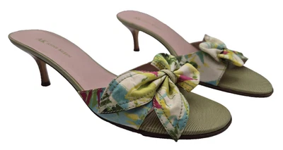 Сандалии-лодочки Anne Klein KKCarla Moss Kitten на каблуке зеленые с цветочным узором размер 8,5 M - Изображение 1 из 4