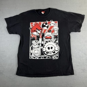 Y2K Angry Birds Shirt Herren XL schwarz bedruckt Grafik Kurzarm Baumwolle T-Shirt - Bild 1 von 6